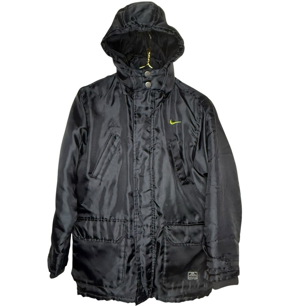 Nike Boys Black Insulated Winter Jacket Removable Hood Size L Weather Resistant